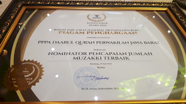 PPPA Daarul Qur'an Raih Penghargaan di Baznas Award Jawa Barat 2024