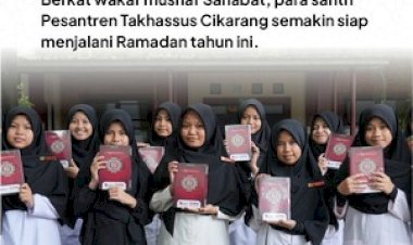 Penyaluran Wakaf Al-Qur'an di Pesantren Takhassus Cikarang