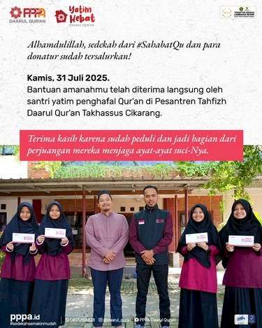 Penyaluran untuk Yatim Penghafal Qur'an