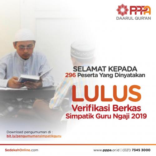 Sebanyak 296 Peserta Lulus Verifikasi Berkas Simpatik Guru Ngaji 2019